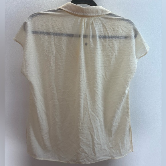 Max Studio Cream Textured Half Button Down Blouse S - Picture 8 of 8